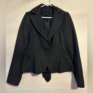 Jak&Rae Women's Black Blazer; Subtle Stripe;Double Button; Tie Back detail; sz 8